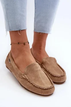 Mokasyny Damskie Z Eko Zamszu Brązowe Amrutia