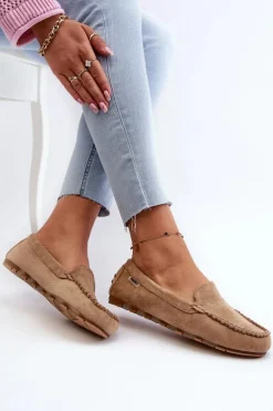 Mokasyny Damskie Z Eko Zamszu Brązowe Amrutia