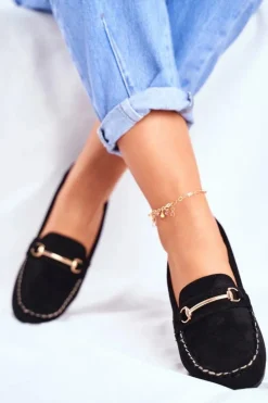 Mokasyny Damskie Zamszowe Czarne Dive