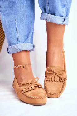 Mokasyny Damskie Zamszowe Camel Velucci