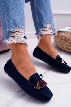 Mokasyny Damskie Zamszowe Granatowe S.Barski A199 Mohabe