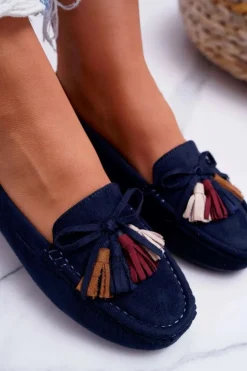 Mokasyny Damskie Zamszowe Granatowe S.Barski A199 Mohabe