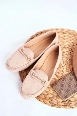 Mokasyny Damskie Zamszowe Beżowe Dive