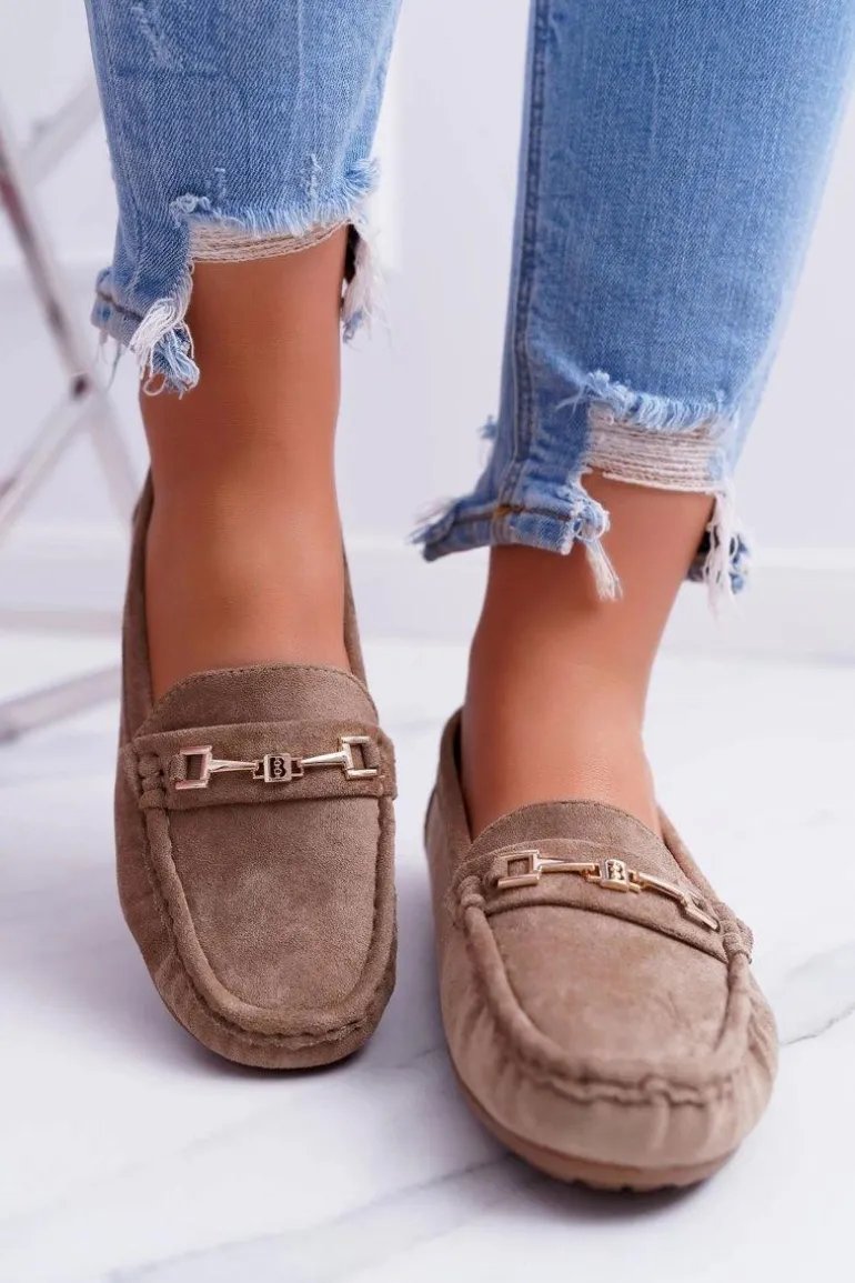 Mokasyny Damskie Zamszowe Comfort Beżowe Anzio