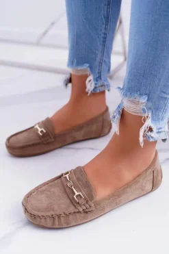 Mokasyny Damskie Zamszowe Comfort Beżowe Anzio