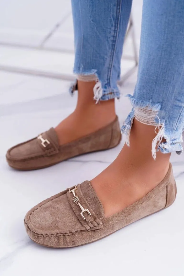 Mokasyny Damskie Zamszowe Comfort Beżowe Anzio