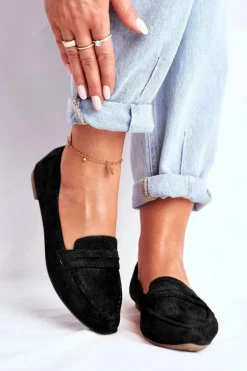 Mokasyny Damskie Zamszowe CH-1M6 Czarne Laveria