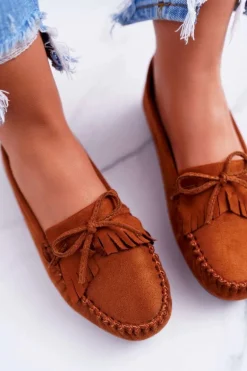 Mokasyny Damskie Zamszowe Camel Espanto