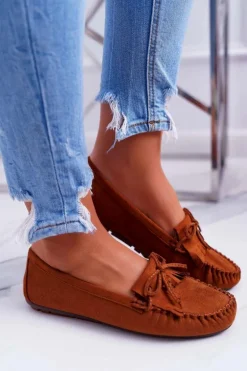 Mokasyny Damskie Zamszowe Camel Espanto