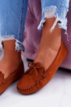 Mokasyny Damskie Zamszowe Camel Espanto