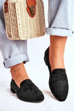 Mokasyny Damskie Zamszowe Sergio Leone MK734 Czarne Nebbi