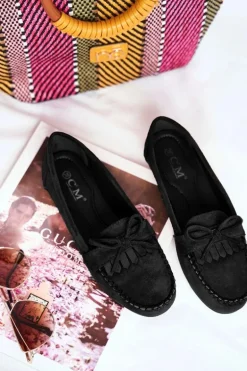 Mokasyny Damskie Zamszowe Czarne Velucci