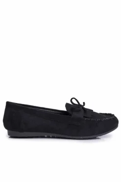 Mokasyny Damskie Zamszowe Czarne Velucci