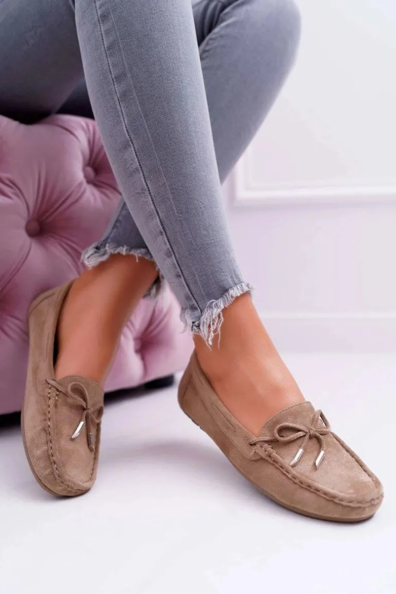 Mokasyny Damskie Zamszowe Komfortowe Khaki Buggy