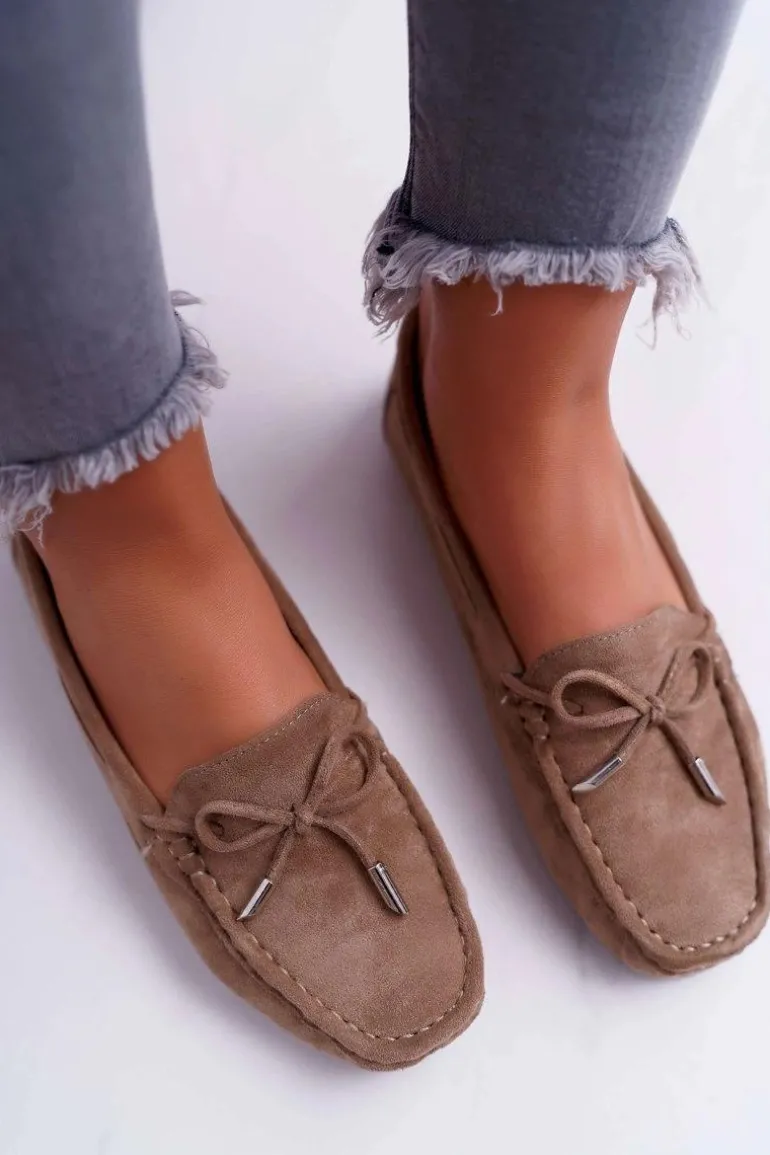 Mokasyny Damskie Zamszowe Komfortowe Khaki Buggy