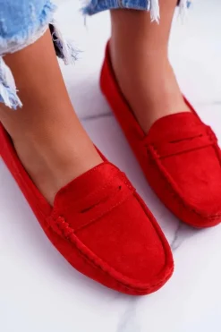 Mokasyny Damskie Zamszowe Czerwone Merlonte