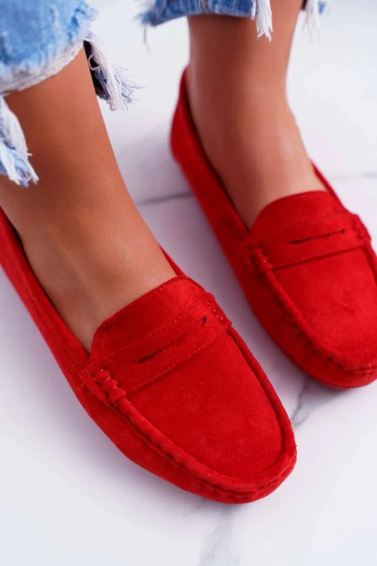 Mokasyny Damskie Zamszowe Czerwone Merlonte