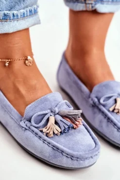 Mokasyny Damskie Zamszowe Modne Niebieskie Donna Mia