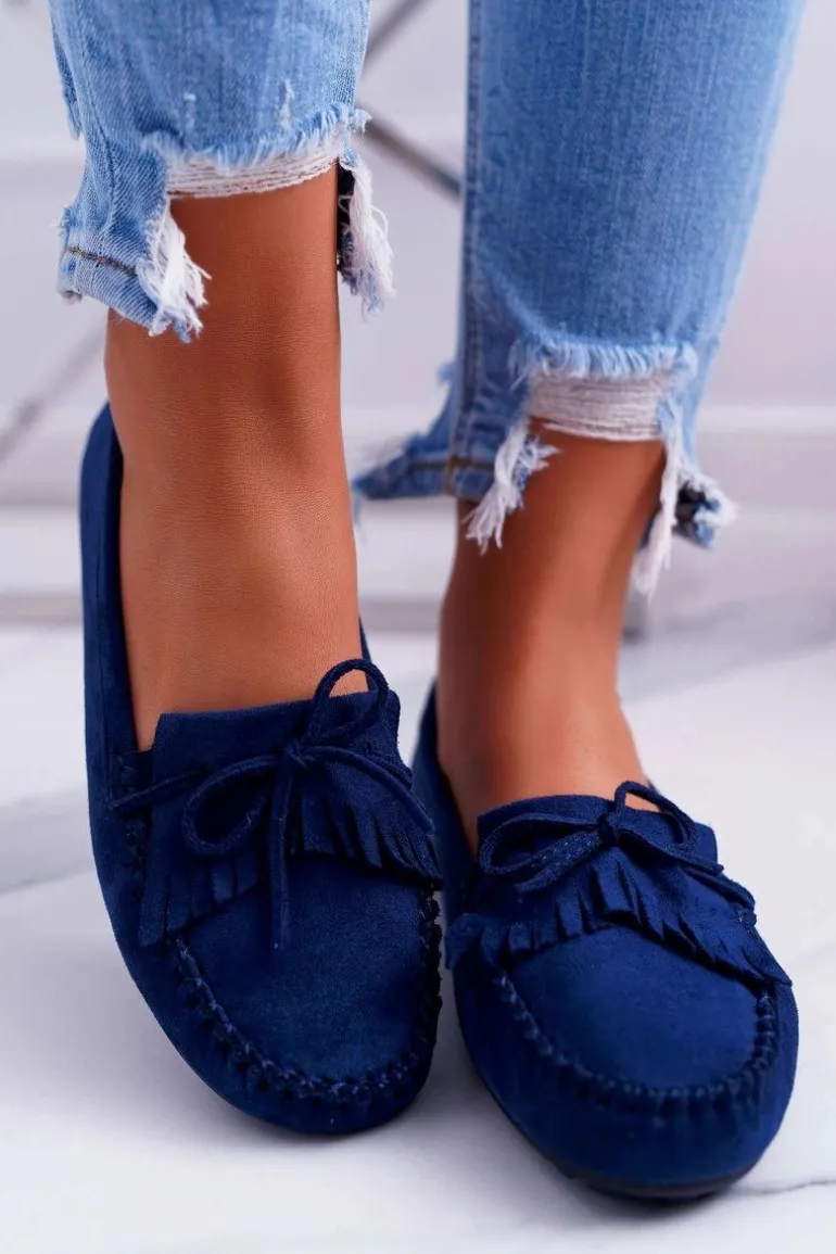 Mokasyny Damskie Zamszowe Granatowe Espanto