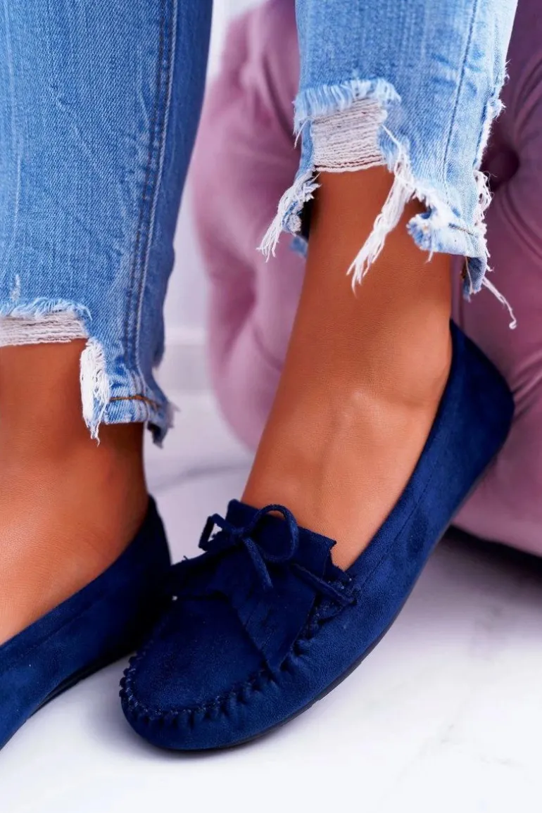 Mokasyny Damskie Zamszowe Granatowe Espanto