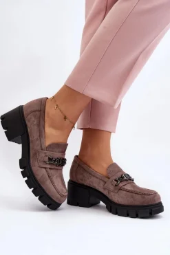 Mokasyny Na Masywnym Obcasie Beżowe Eriella