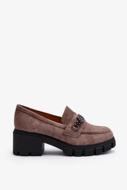 Mokasyny Na Masywnym Obcasie Beżowe Eriella