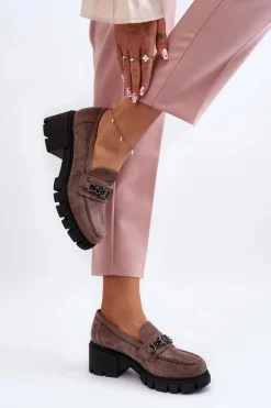 Mokasyny Na Masywnym Obcasie Beżowe Eriella