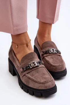 Mokasyny Na Masywnym Obcasie Beżowe Eriella