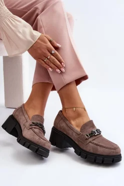 Mokasyny Na Masywnym Obcasie Beżowe Eriella