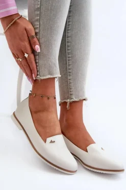 Mokasyny Na Płaskim Obcasie Damskie Białe Enzla