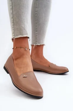 Mokasyny Na Płaskim Obcasie Damskie Brązowe Enzla