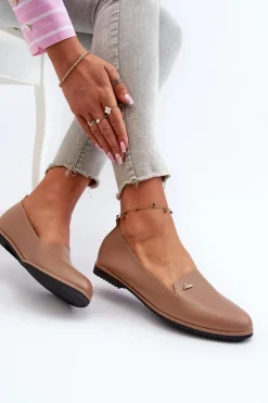 Mokasyny Na Płaskim Obcasie Damskie Brązowe Enzla