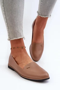 Mokasyny Na Płaskim Obcasie Damskie Brązowe Enzla