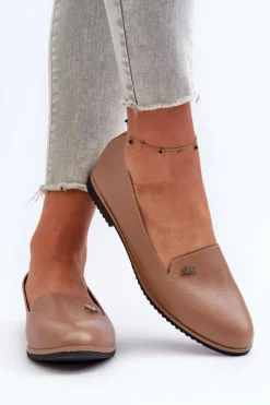 Mokasyny Na Płaskim Obcasie Damskie Brązowe Enzla