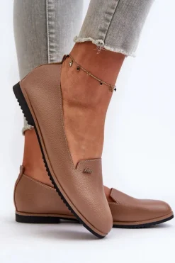 Mokasyny Na Płaskim Obcasie Damskie Brązowe Enzla