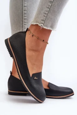 Mokasyny Na Płaskim Obcasie Damskie Czarne Enzla