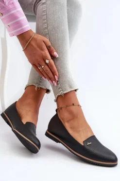 Mokasyny Na Płaskim Obcasie Damskie Czarne Enzla