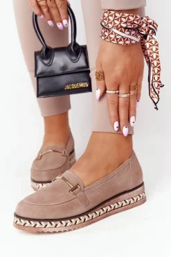 Mokasyny Na Platformie Laura Messi 2284 Jasny Brąz
