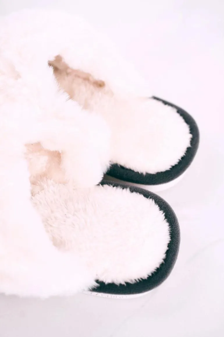 Męskie Papcie Klapki z Futerkiem Szare Homely