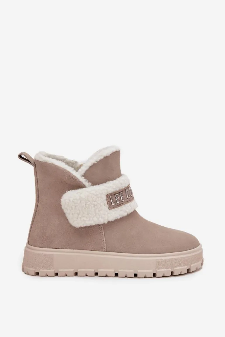 Śniegowce Botki Damskie Z Naturalnego Zamszu Z Kożuszkiem Lee Cooper LCJ-25-01-3739 Szare