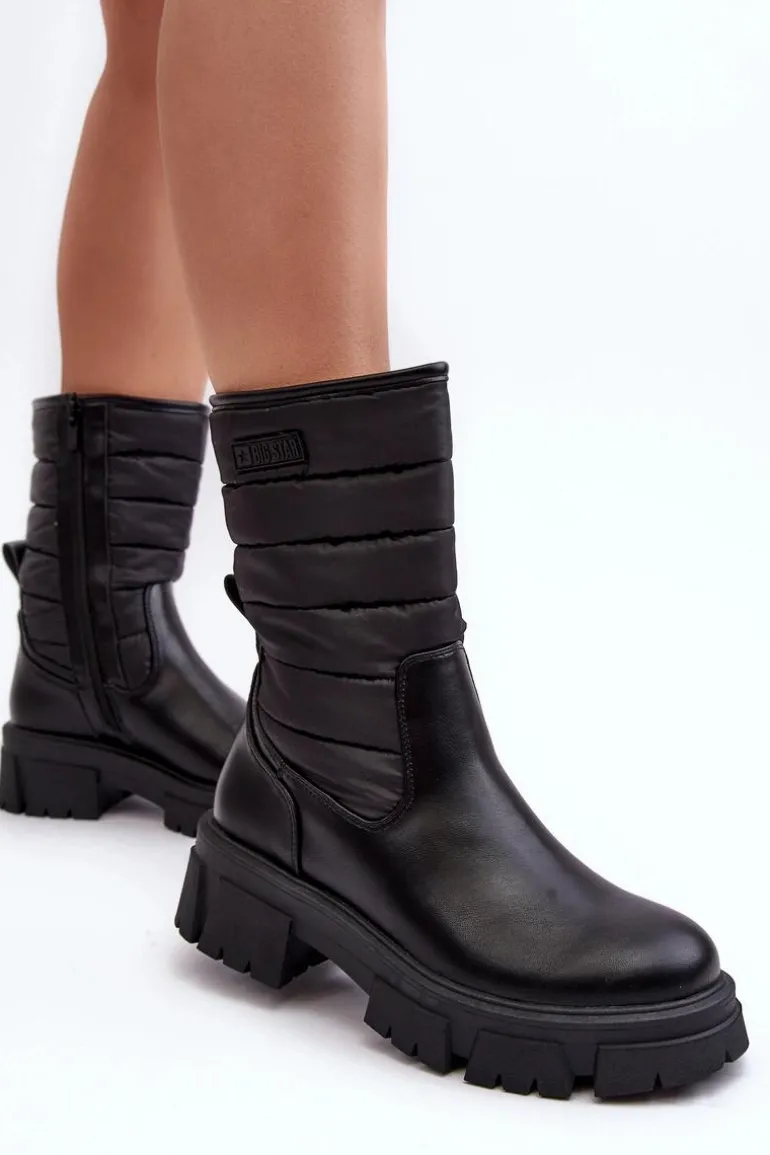 Śniegowce Botki Ocieplane Na Suwak Czarne Big Star MM274068