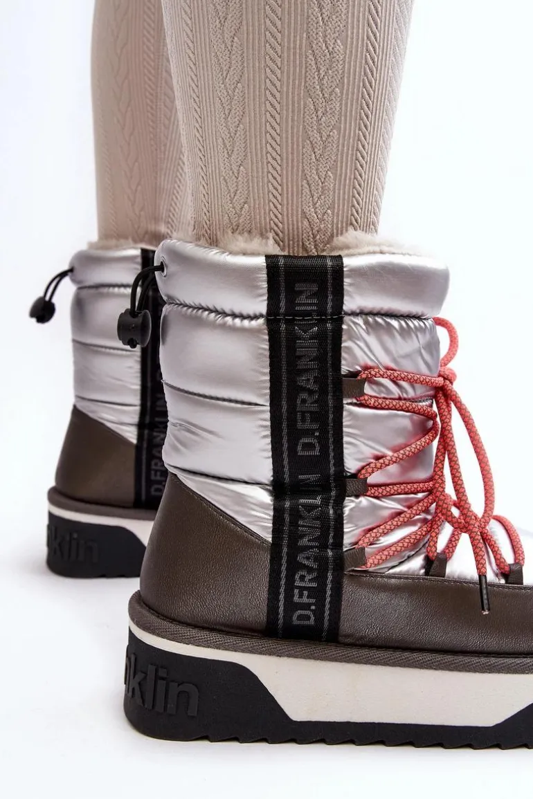 Śniegowce Damskie Na Grubej Podeszwie Wegańskie D.Franklin DFSH371006 Srebrne