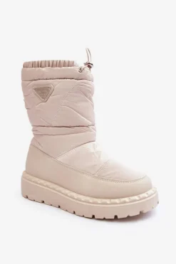 Śniegowce Damskie Na Grubej Podeszwie Jasnobeżowe Lureta
