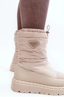 Śniegowce Damskie Na Grubej Podeszwie Jasnobeżowe Lureta