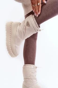 Śniegowce Damskie Na Grubej Podeszwie Jasnobeżowe Lureta