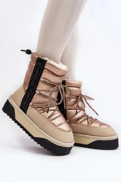 Śniegowce Damskie Na Grubej Podeszwie Wegańskie D.Franklin DFSH371006 Beżowe