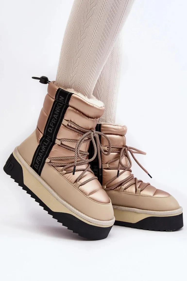 Śniegowce Damskie Na Grubej Podeszwie Wegańskie D.Franklin DFSH371006 Beżowe