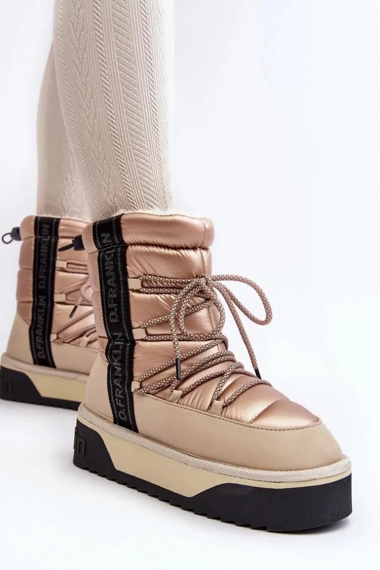 Śniegowce Damskie Na Grubej Podeszwie Wegańskie D.Franklin DFSH371006 Beżowe