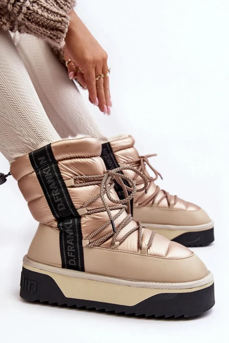 Śniegowce Damskie Na Grubej Podeszwie Wegańskie D.Franklin DFSH371006 Beżowe