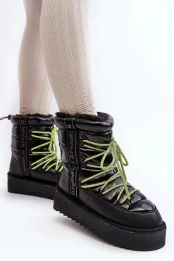 Śniegowce Damskie Na Grubej Podeszwie Wegańskie D.Franklin DFSH371007 Czarne